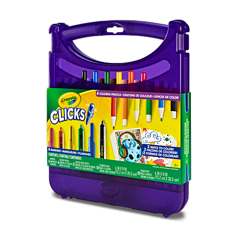 Crayola Clicks Carrying Case – Art Supply Organiser Case for Clicks Markers & Pens (Ages 5+)