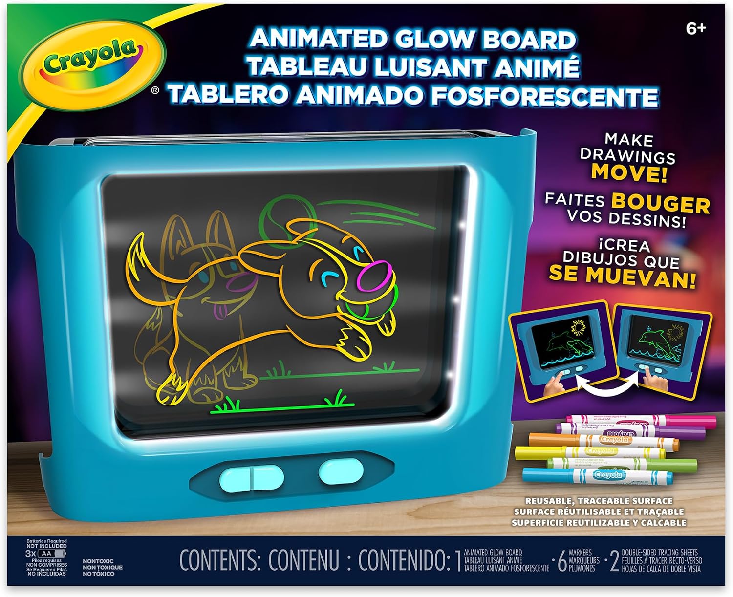 Crayola Animated Glow Board – Light-Up Drawing Tablet with Colour-Changing Art Display (Ages 6+)