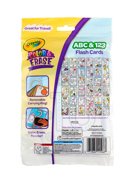 Crayola Colour & Erase ABC & 123 Flash Cards – Wipe-Clean Letter & Number Learning Cards (Ages 2+)