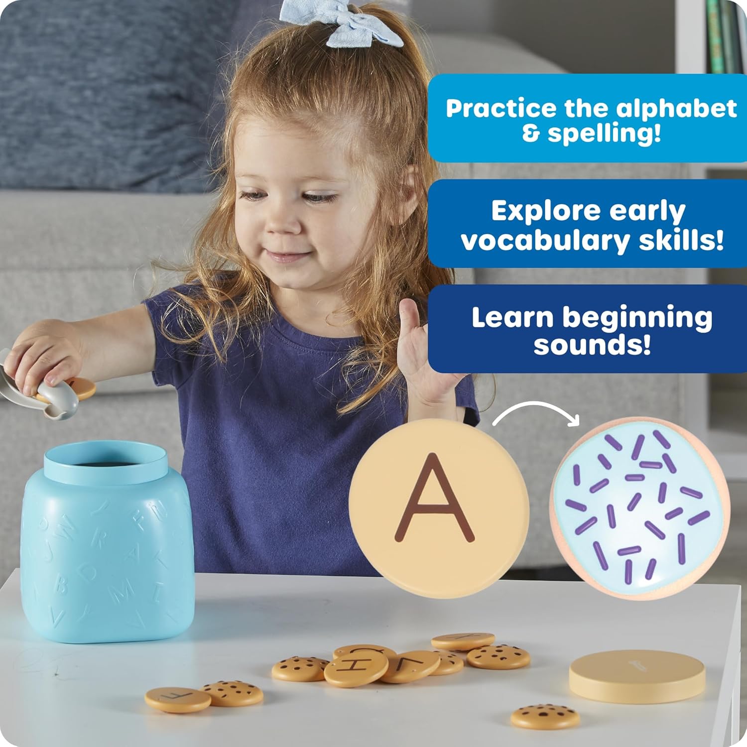 Learning Resources Alphabet Cookie Jar – Letter Recognition & Fine Motor Tongs Play Set (Ages 2+)