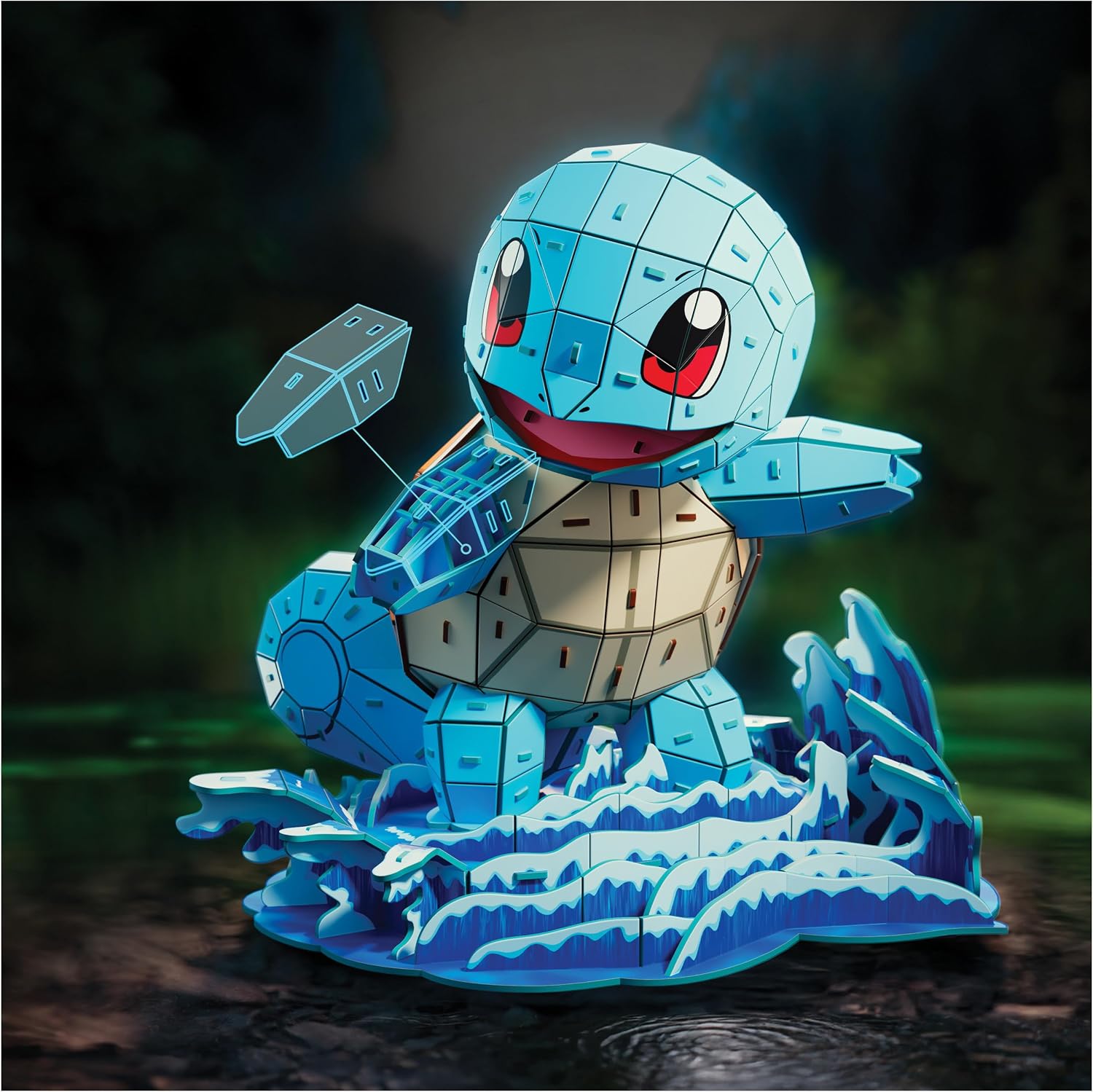 Spin Master 4D Build Pokémon 3D – Squirtle 180-Piece Kanto Starter 3D Model Kit Desk Décor (Ages 12+)