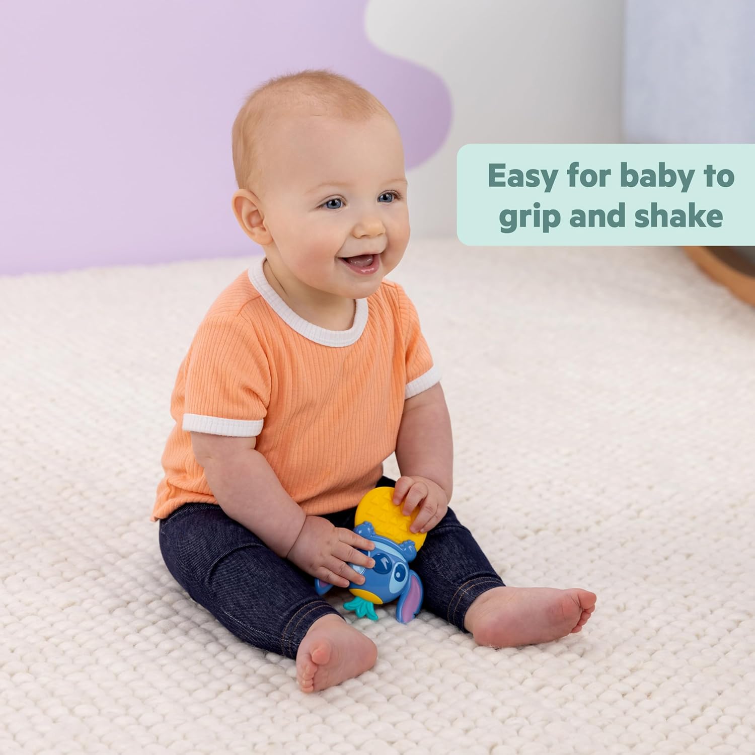 Bright Starts Disney Stitch Pineapple Rattle Toy & Teether