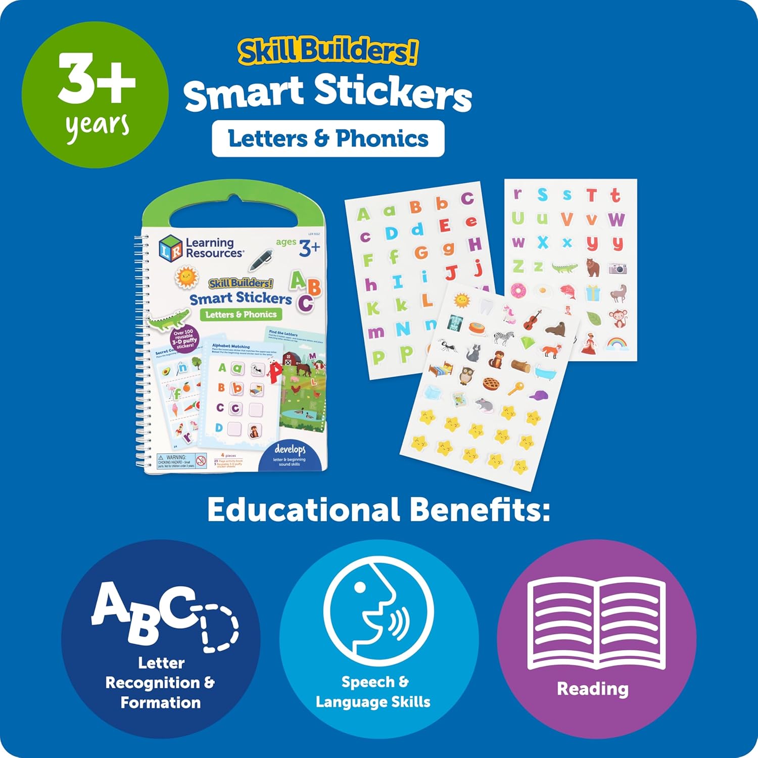 Learning Resources Smart Stickers Find It Phonics – Reusable 3D Puffy Sticker Phonics Activity (Ages 4+)