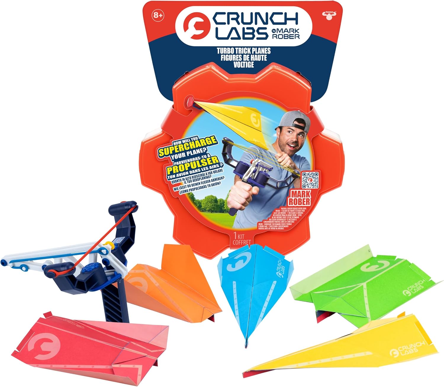CrunchLabs by Mark Rober Turbo Trick Planes – STEM Aerodynamics Kit with Elastic Launcher (Ages 8+)
