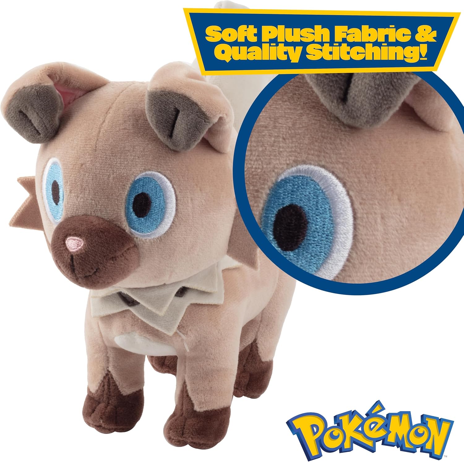 Pokémon Rockruff 8-Inch Plush – Officially Licensed Jazwares Stuffed Toy, Sun & Moon Generation 7 (Ages 2+)