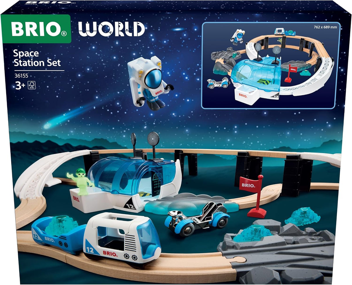 BRIO World Space Station Wooden Train Set – Large Railway Playset (Ages 3+)