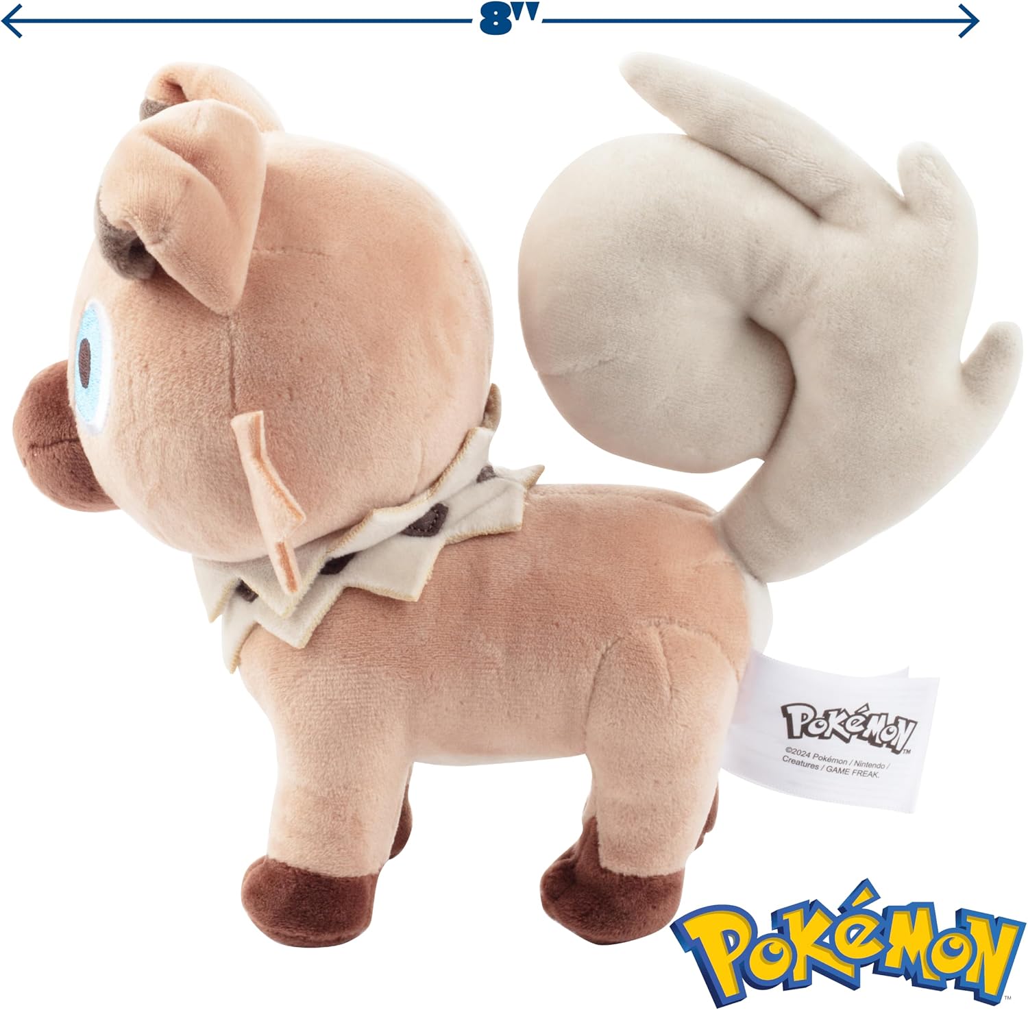 Pokémon Rockruff 8-Inch Plush – Officially Licensed Jazwares Stuffed Toy, Sun & Moon Generation 7 (Ages 2+)