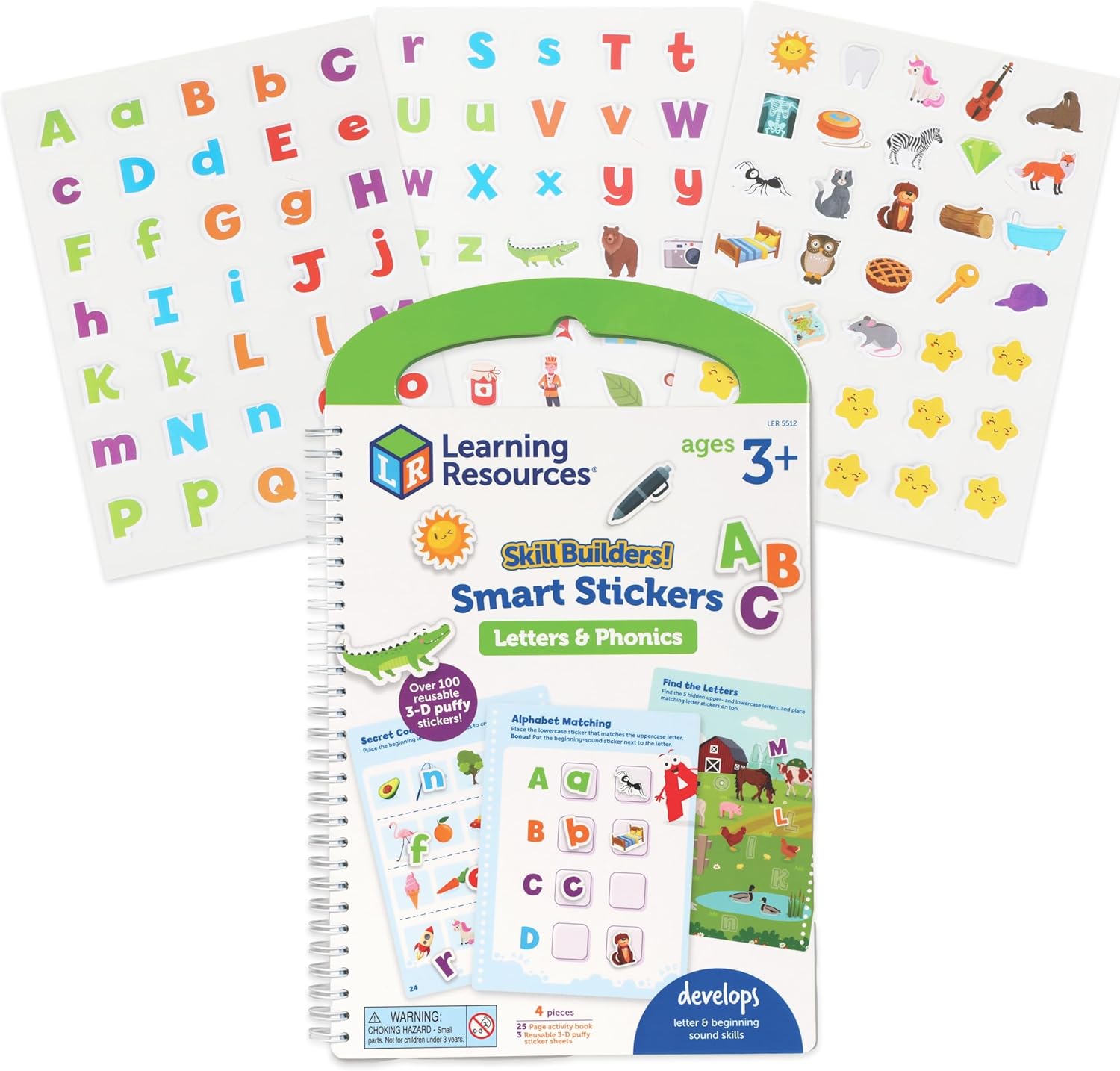 Learning Resources Smart Stickers Find It Phonics – Reusable 3D Puffy Sticker Phonics Activity (Ages 4+)