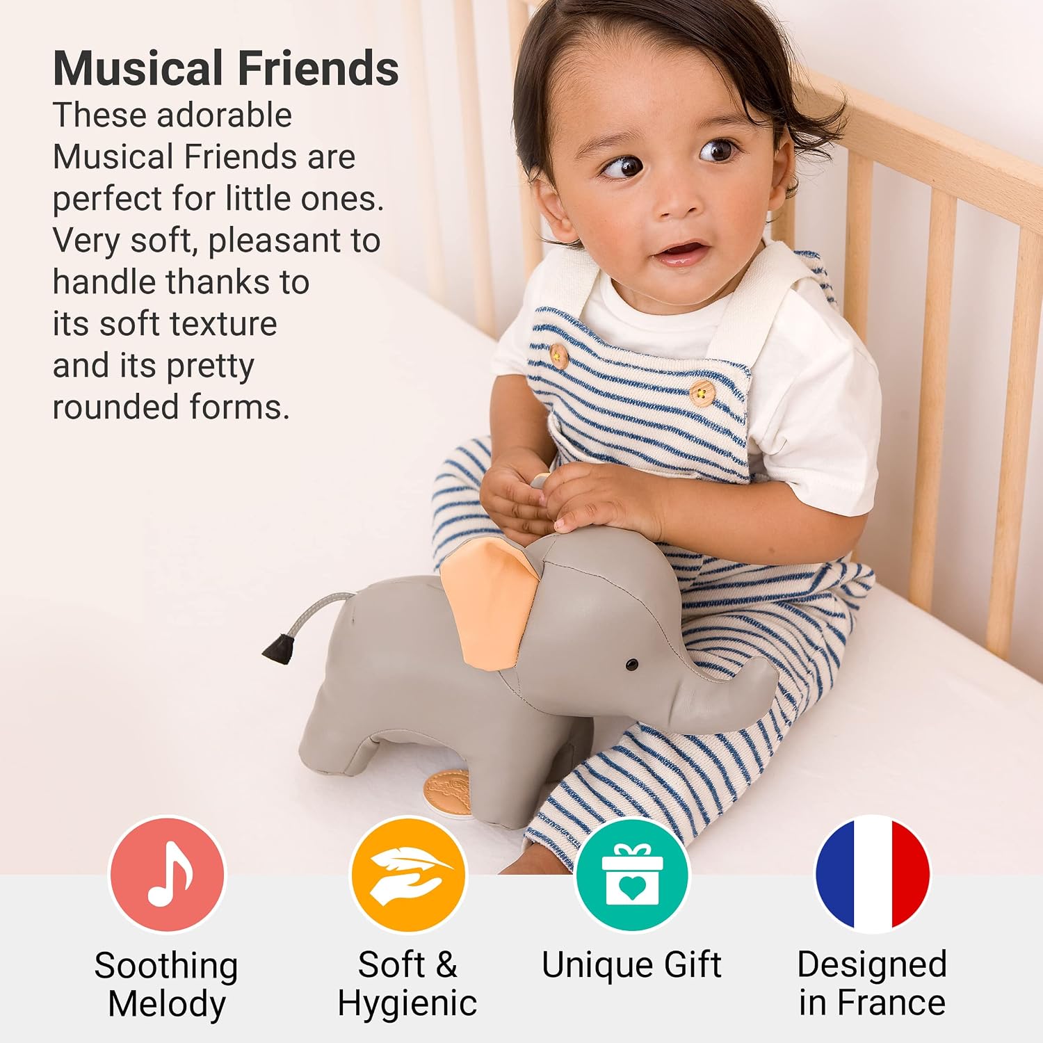 Little Big Friends Vincent the Elephant – Soft Musical Animal Toy with 3 Melodies (Ages 0+)