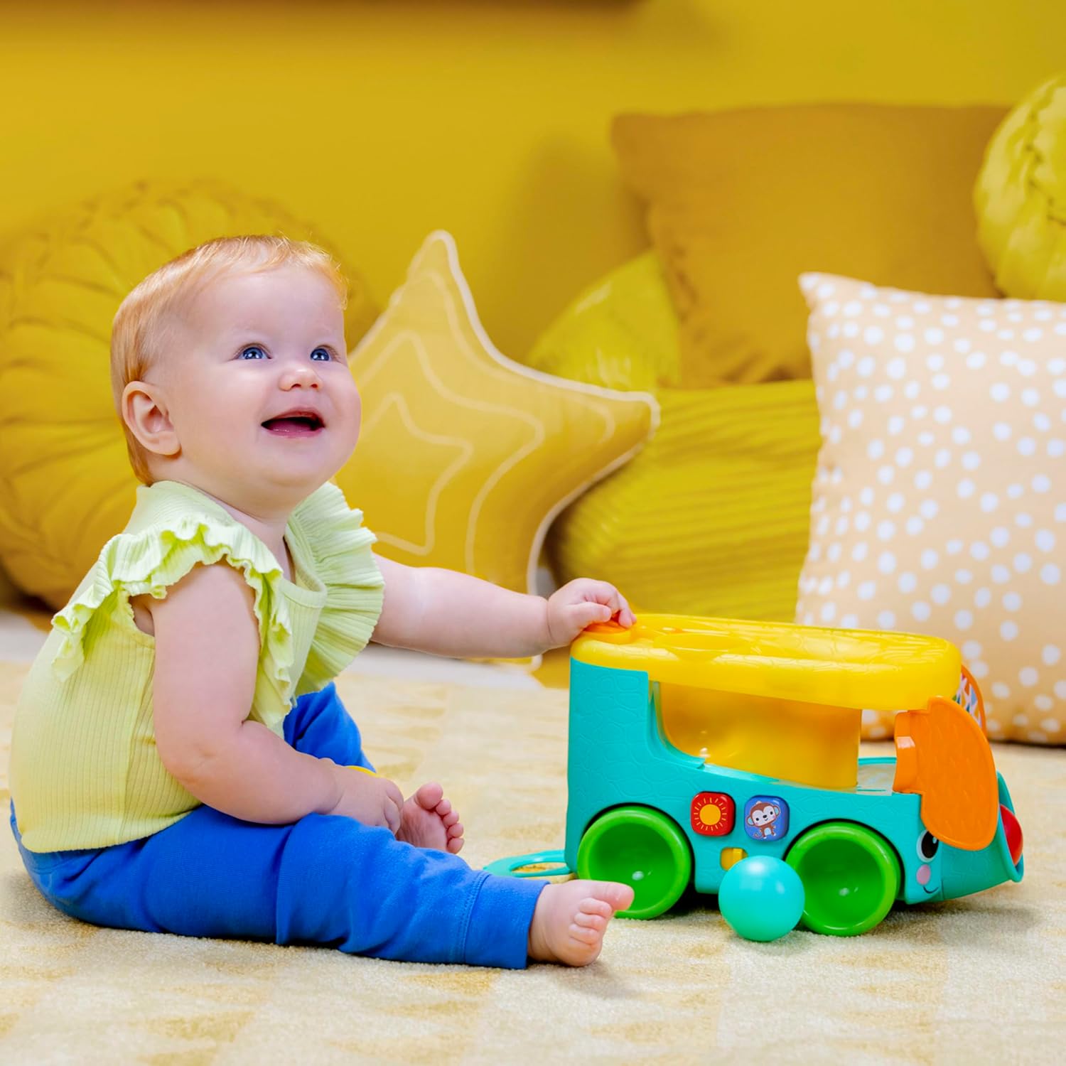 Bright Starts Pop & Roll Safari Bus Ball Play Toy