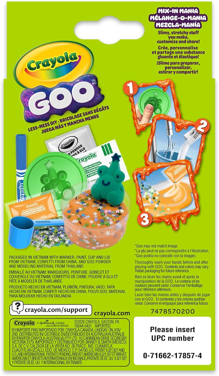 Crayola Goo Mix-in Mania Frog – DIY Slime Mix-In Expansion Pack (Ages 6+)
