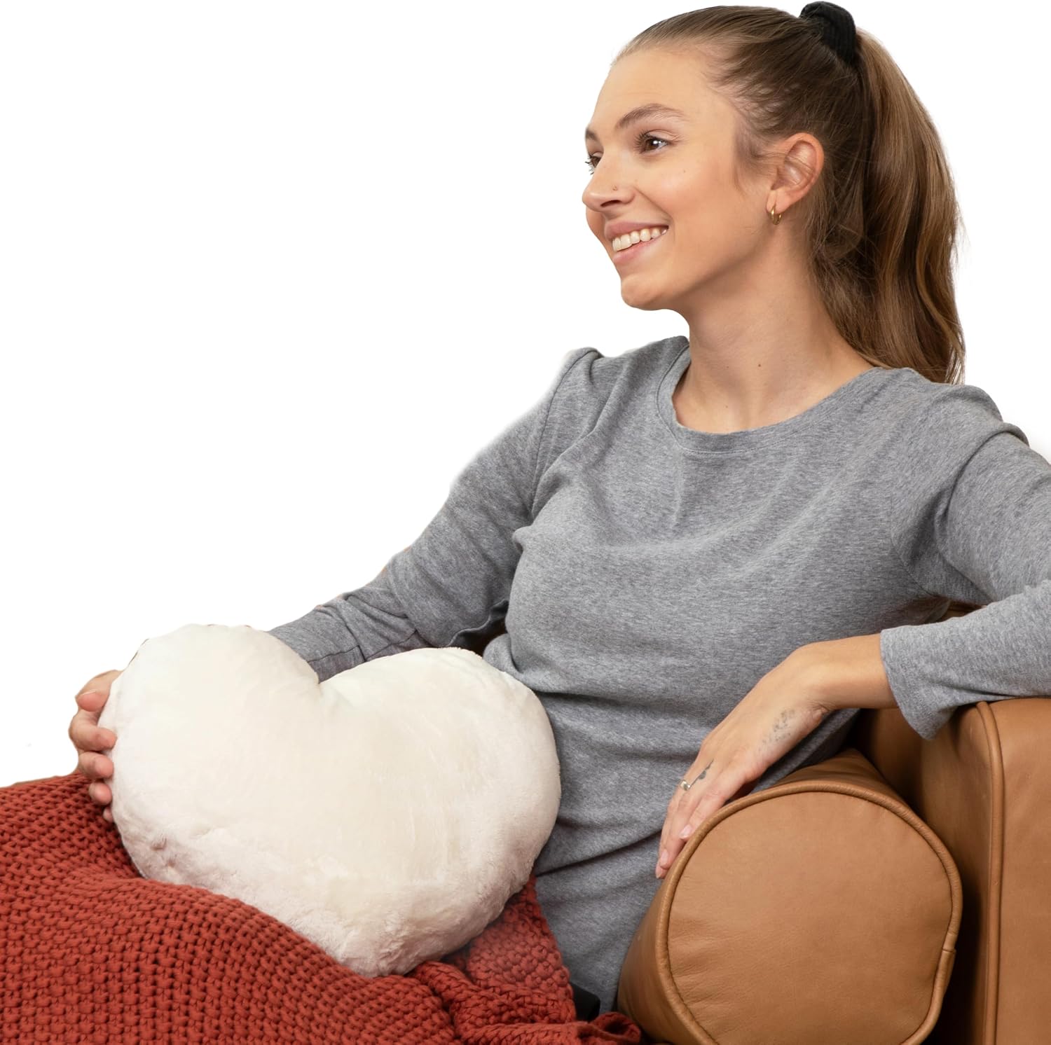 Hugimals Heart to Hug Ivory Weighted Pillow – Calming Heart-Shaped Sensory Pillow (Ages 2+)