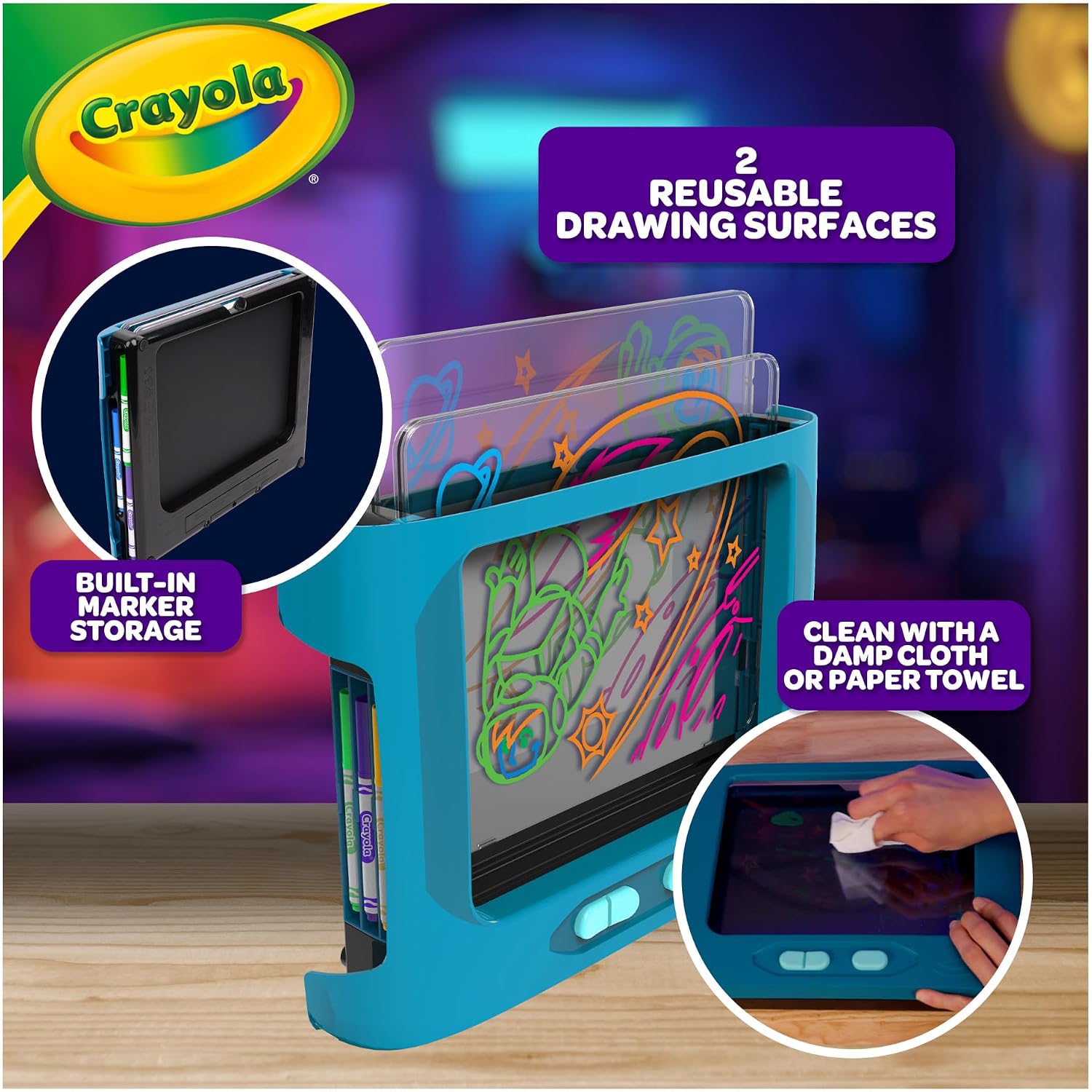 Crayola Animated Glow Board – Light-Up Drawing Tablet with Colour-Changing Art Display (Ages 6+)