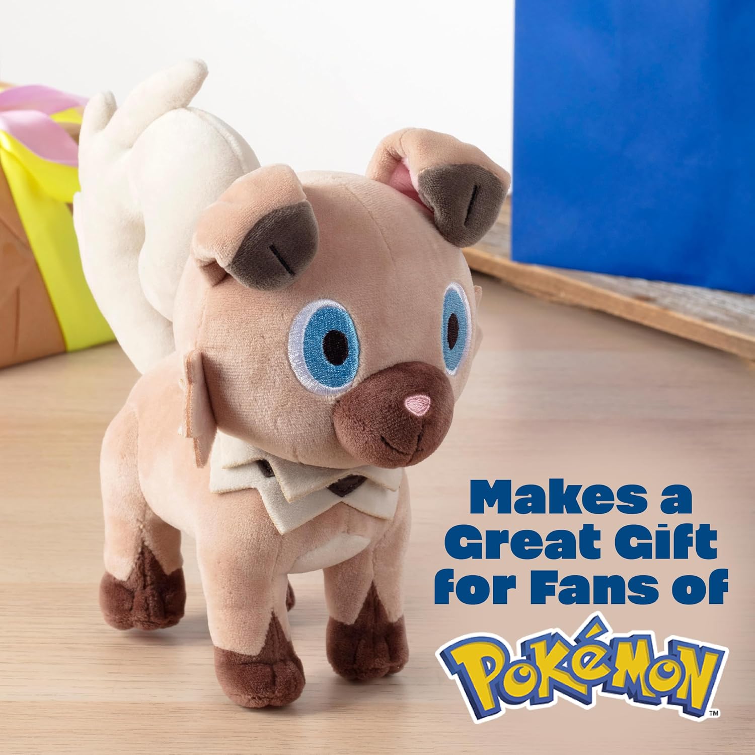 Pokémon Rockruff 8-Inch Plush – Officially Licensed Jazwares Stuffed Toy, Sun & Moon Generation 7 (Ages 2+)