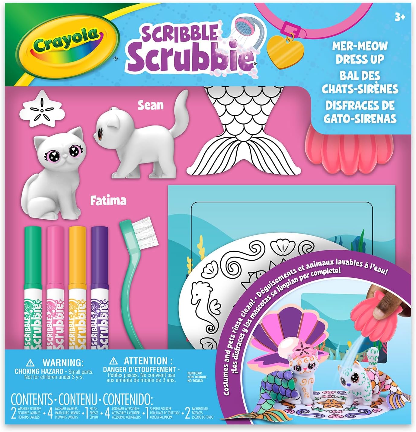 Crayola Scribble Scrubbie Mer-Meow Dress-Up Kit – Colour & Customise Cat-Mermaid Pets (Ages 3+)