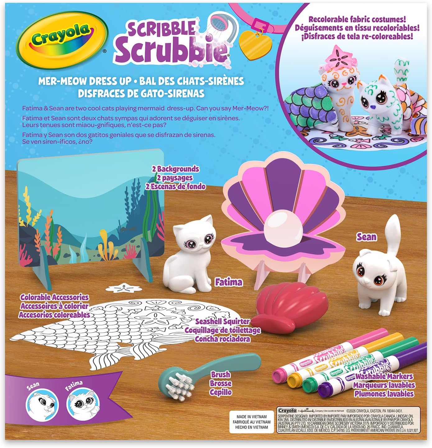 Crayola Scribble Scrubbie Mer-Meow Dress-Up Kit – Colour & Customise Cat-Mermaid Pets (Ages 3+)