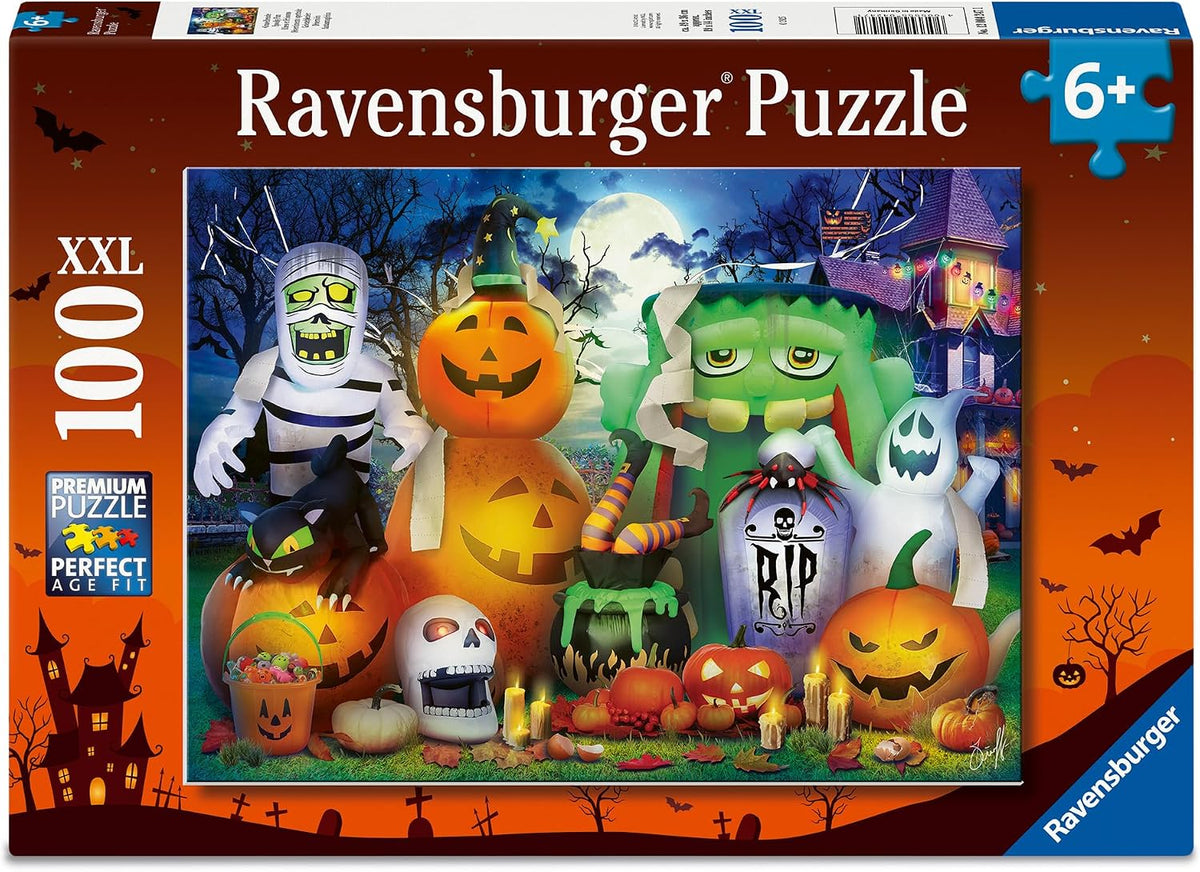 Ravensburger Spooky Fun 100-Piece XXL Halloween Jigsaw Puzzle – Inflatable Halloween Yard Decorations Scene (Ages 6+)