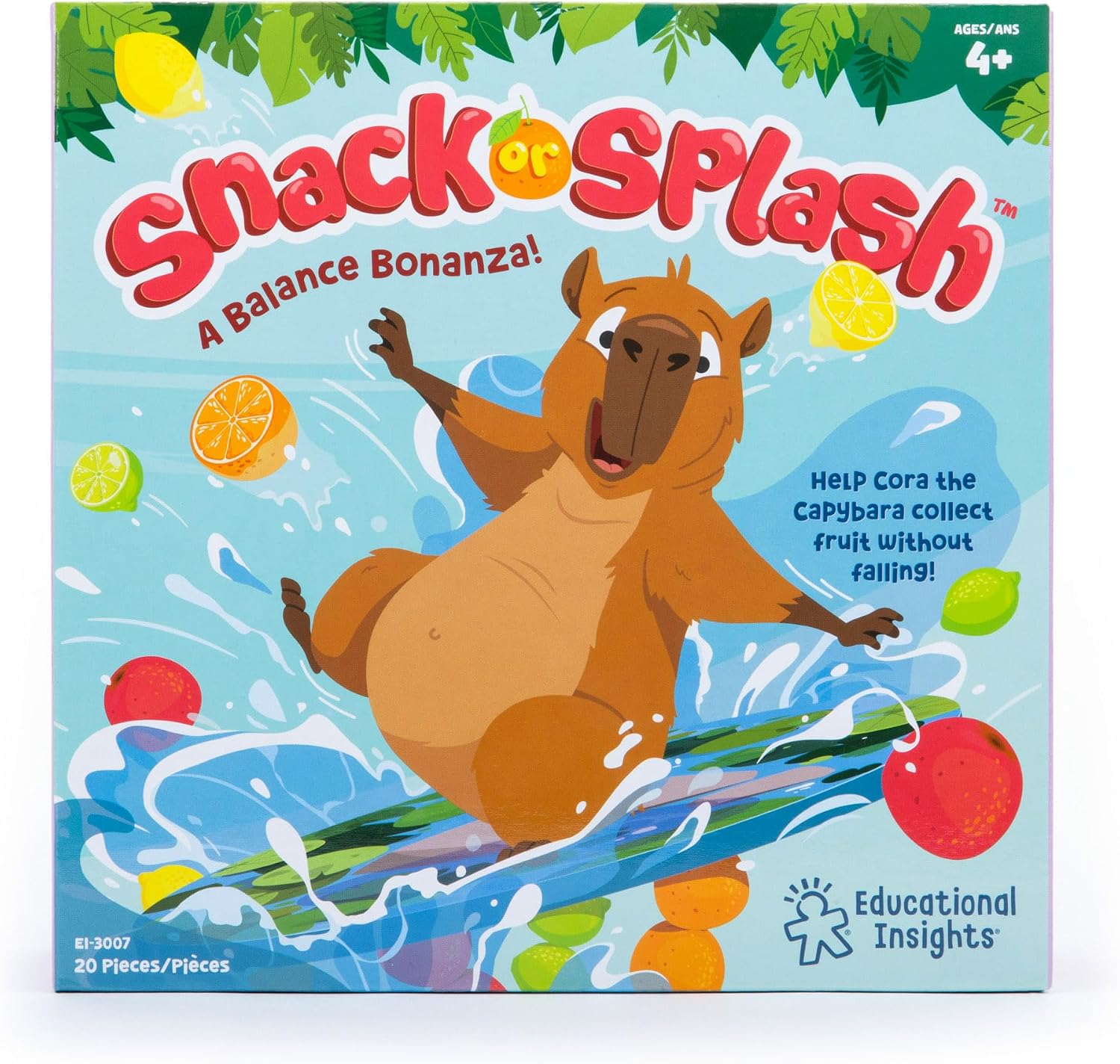 Educational Insights Snack or Splash Game – Capybara Balancing Family Game (Ages 4+, 2–4 Players)