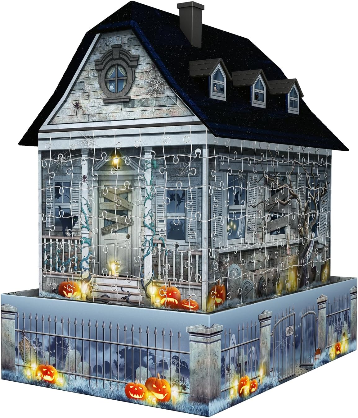 Ravensburger Haunted House Night Edition 216-Piece 3D Puzzle – Light-Up Halloween Display with LED Module (Ages 8+)
