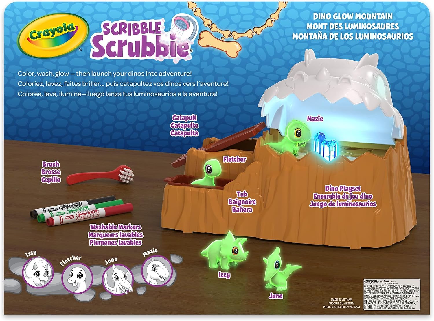 Crayola Scribble Scrubbie Glow Dino Mountain – Light-Up Cave Playset with Baby Dino Pets & Catapult (Ages 3+)