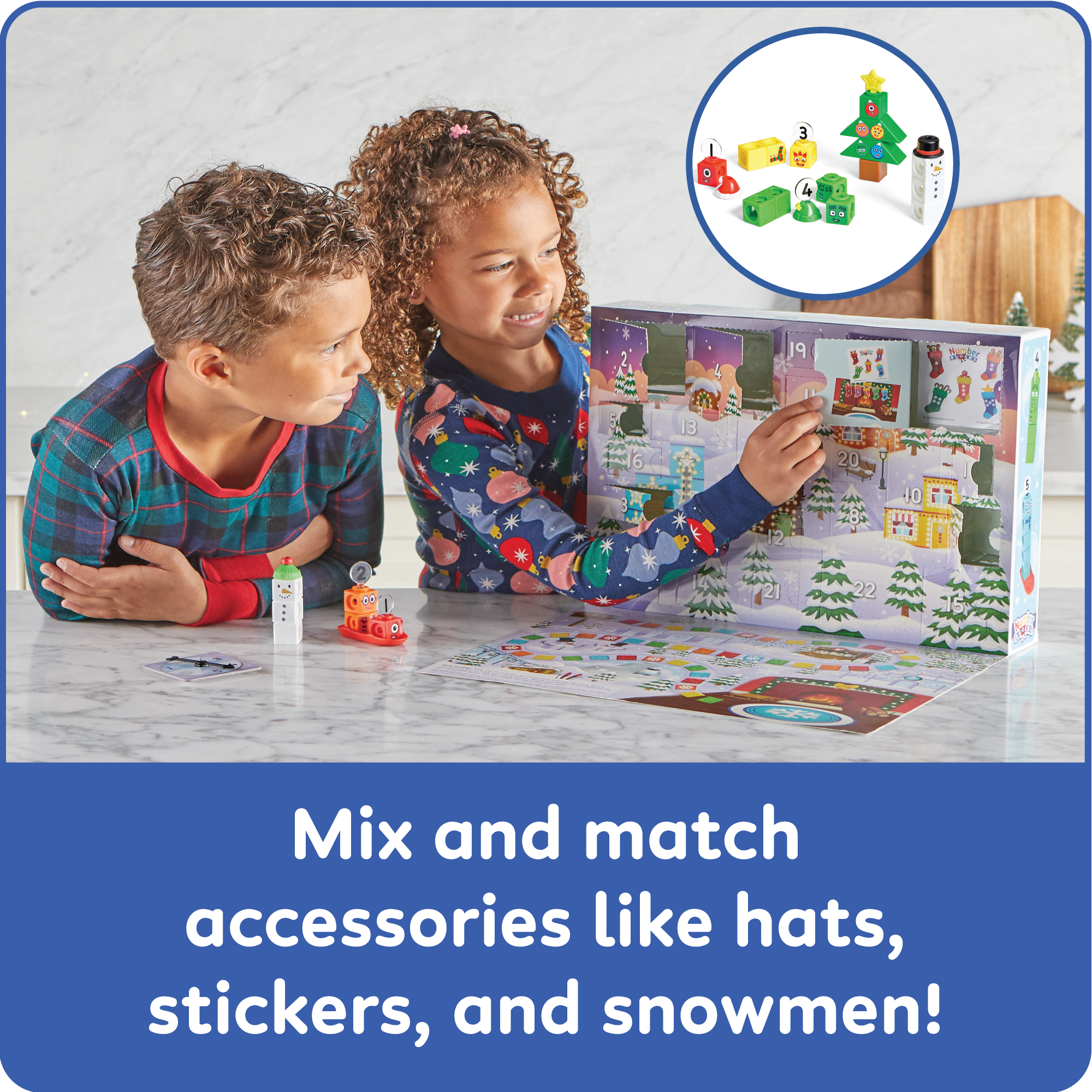 Numberblocks 2026 Advent Calendar – 24-Day Holiday Countdown with MathLink Cubes, Board Game & French Instructions (Ages 3+)