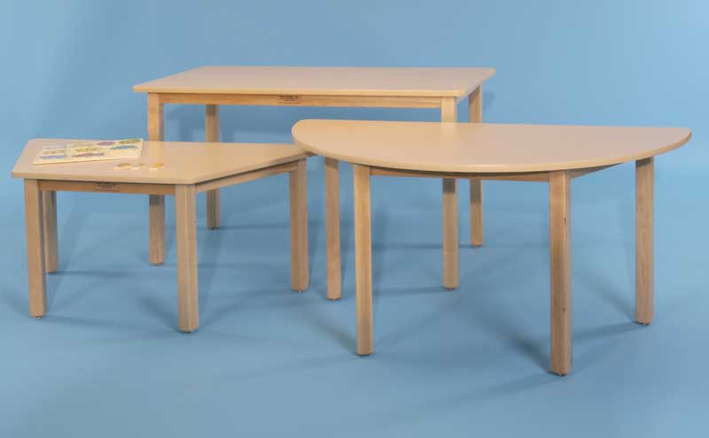 Stock Wooden Toys 24"×48" Adjustable Rectangular Table – Solid Birch Classroom Table, Legs 22"–28" School Age (Seats 4)