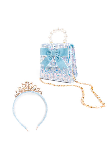 Great Pretenders Mademoiselle Blue Mini Purse & Headband Set – Kids Fashion Accessory Set (Ages 3+)