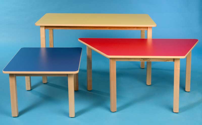 Stock Wooden Toys 24"×48" Adjustable Rectangular Table – Solid Birch Classroom Table, Legs 22"–28" School Age (Seats 4)