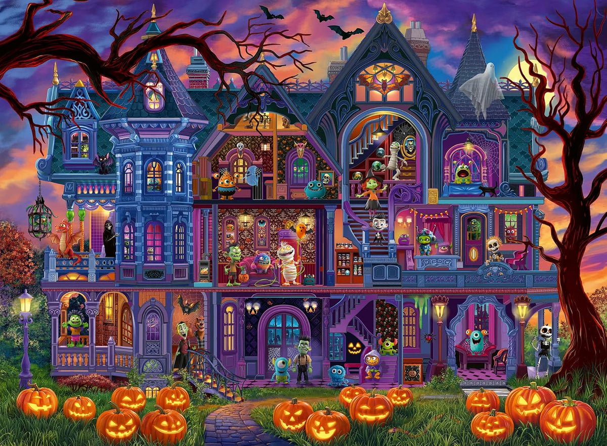 Ravensburger Monster House Party 100-Piece XXL Halloween Jigsaw Puzzle – Friendly Monsters & Jack-O-Lanterns (Ages 6+)