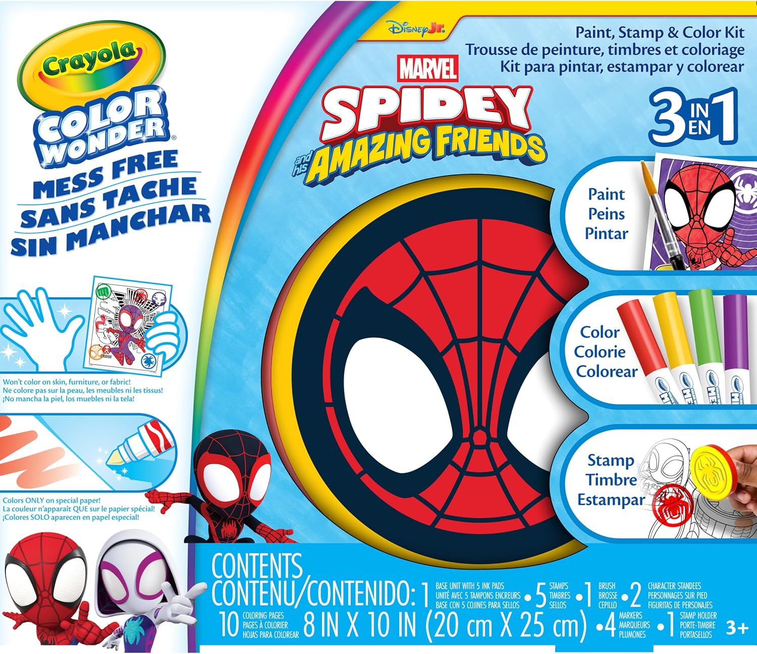 Crayola Color Wonder 3-in-1 Kit Spidey & His Amazing Friends – Mess-Free Licensed Art Set (Ages 3+)