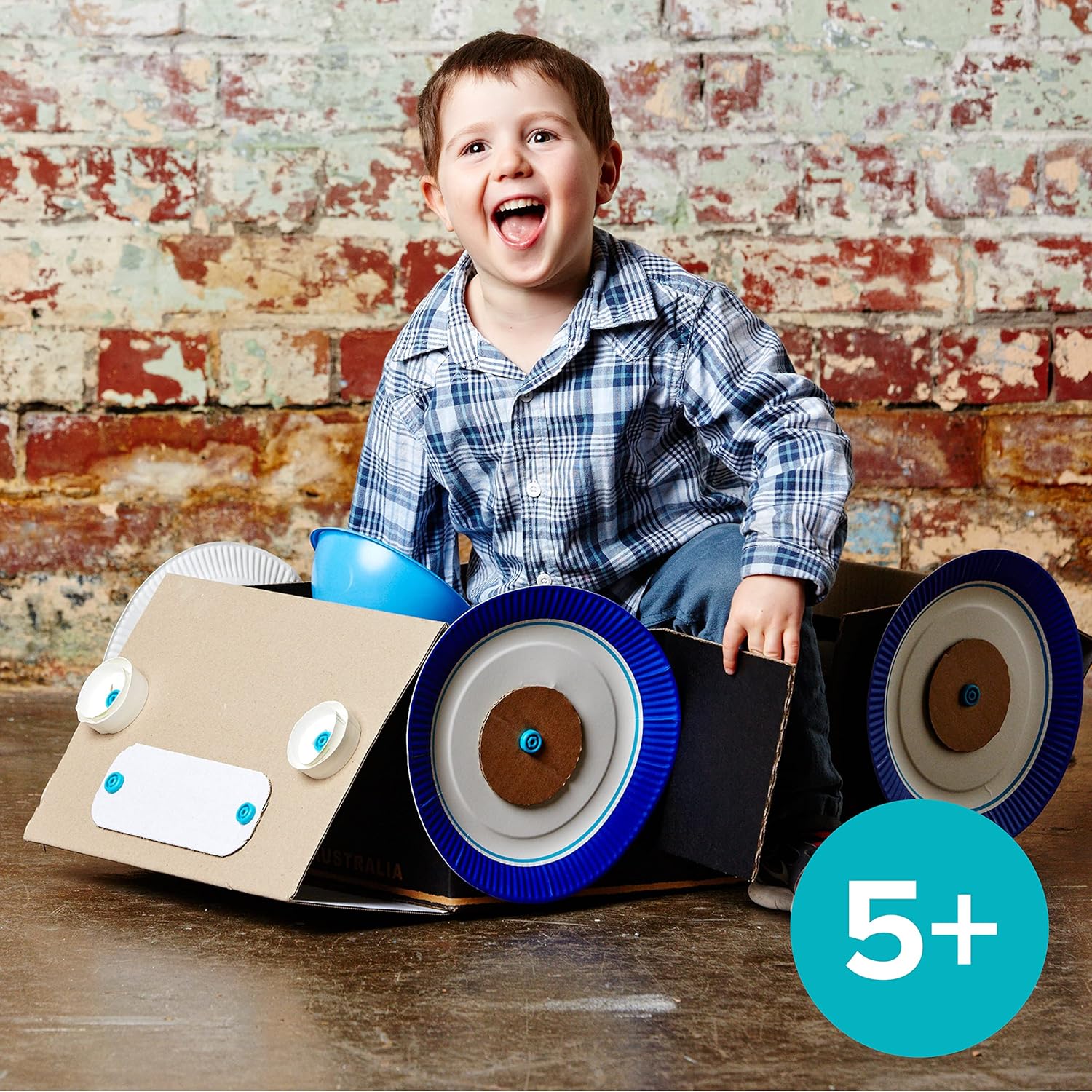 MakeDo Explore 50-Piece Cardboard Construction Tool Kit – STEM Maker Kit for 1-2 Kids (Ages 5+)