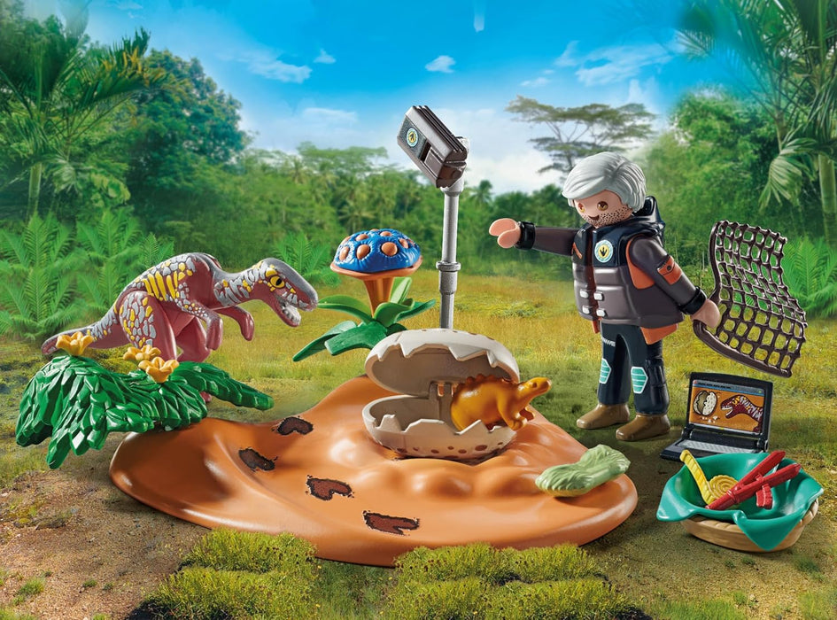 Playmobil Stegosaurus nest with egg thief