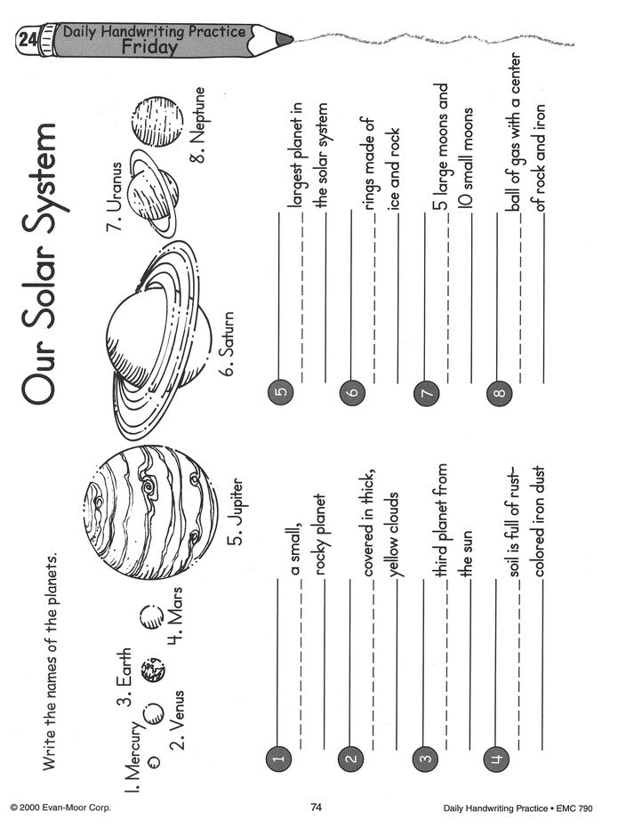 Evan-Moor Daily Handwriting Practice K-Gr 6 Teacher Edition