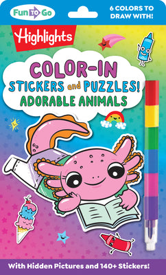 Color-In Stickers and Puzzles! Adorable Animals: Over 140 Kids Stickers for You to Color and Decorate, Animal Puzzles Activity Sheets for On-The-Go Fu