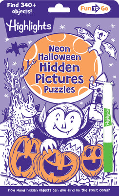 Neon Halloween Hidden Pictures Puzzles: Halloween Puzzle Book for Kids with Neon Hidden Pictures Scenes and Gel Marker, Perfect Halloween Gift and Tra