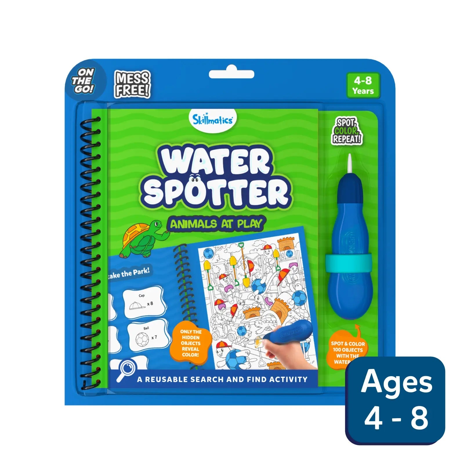 Skillmatics Water Spotter: Animals – Reusable Water Reveal Activity Book