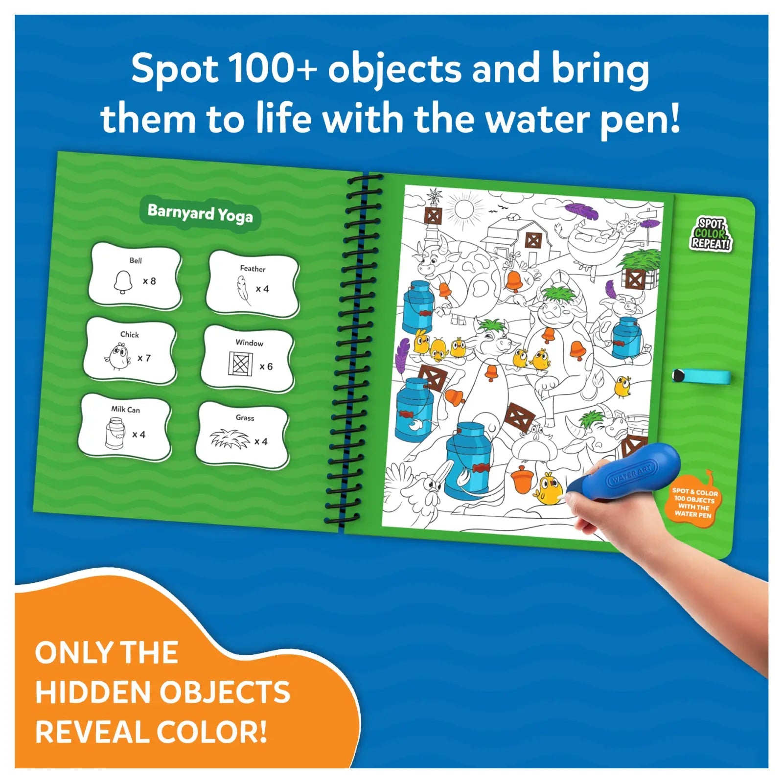 Skillmatics Water Spotter: Animals – Reusable Water Reveal Activity Book