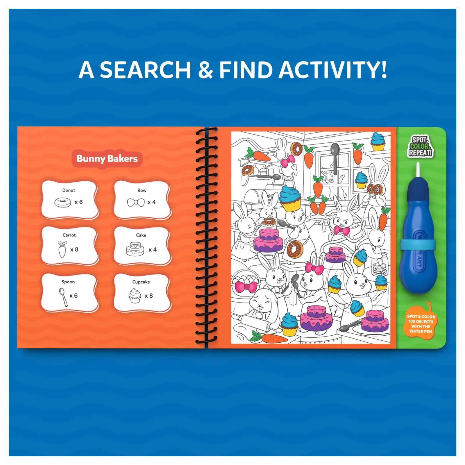 Skillmatics Water Spotter: Animals – Reusable Water Reveal Activity Book