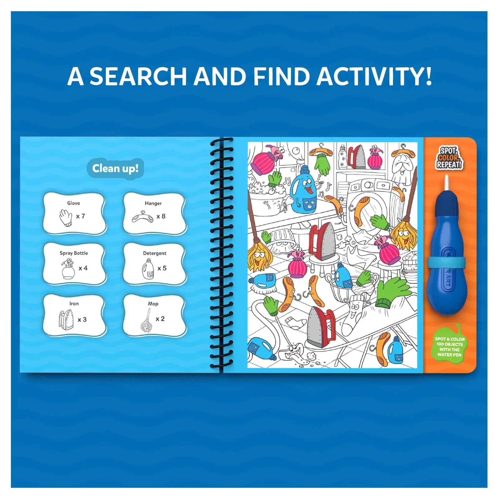 Skillmatics Water Spotter: Around the House – Reusable Water Reveal Activity Book