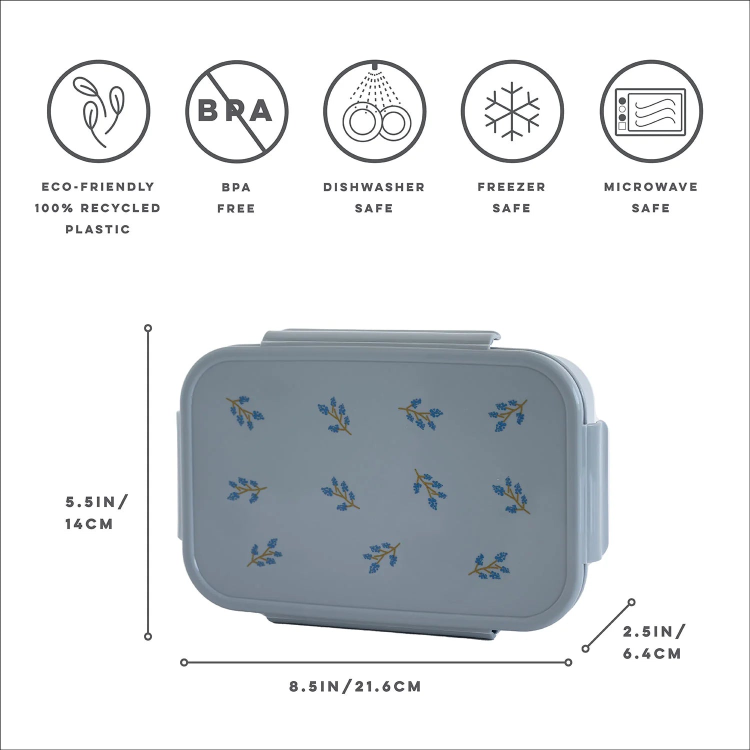3 Sprouts Recycled Plastic Bento Box - Blueberry Blue