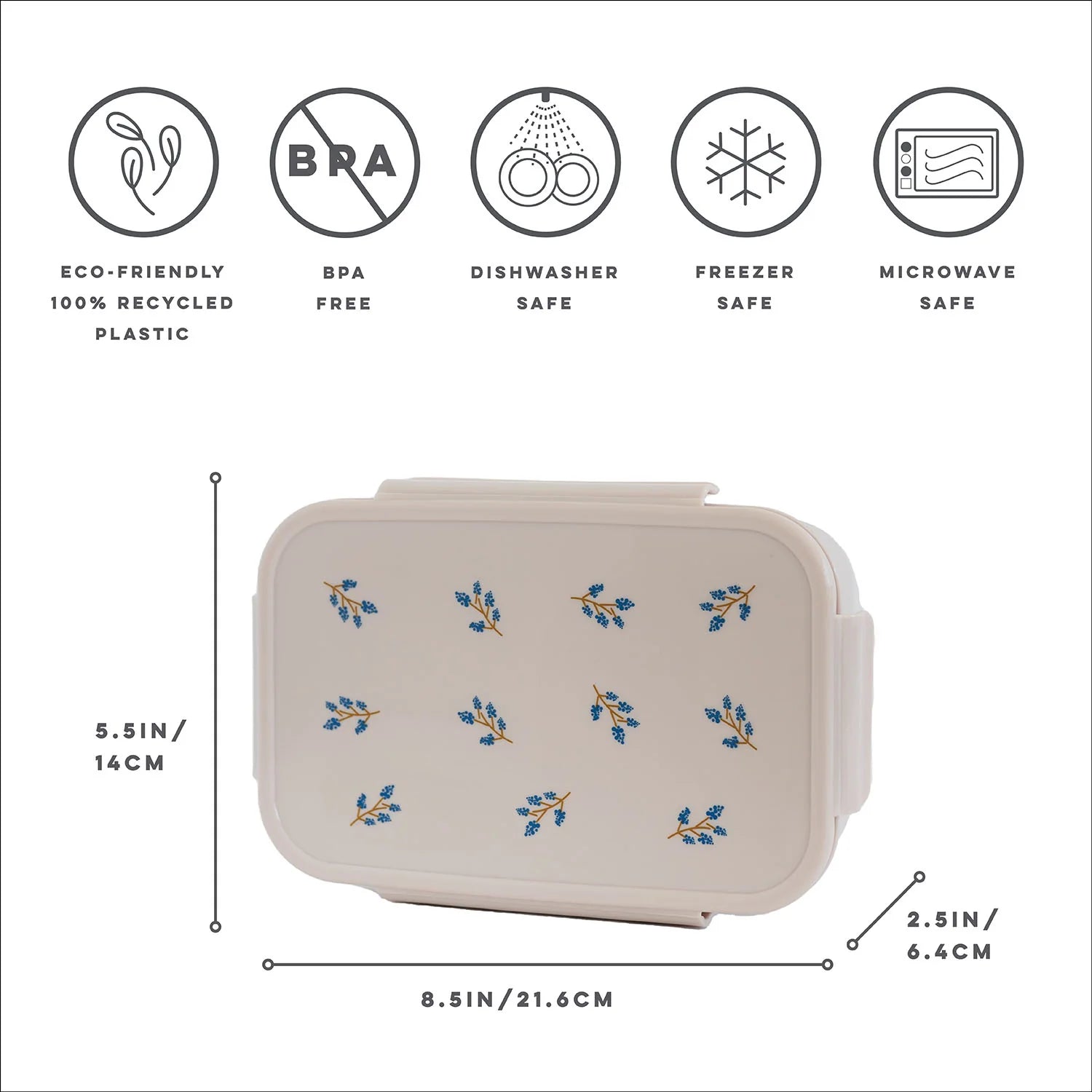 3 Sprouts Recycled Plastic Bento Box - Blueberry Taupe