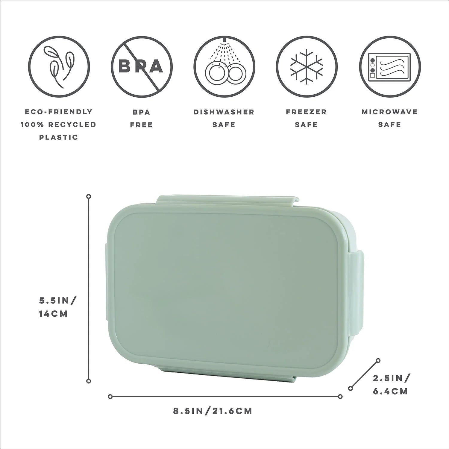 3 Sprouts Recycled Plastic Bento Box - Green