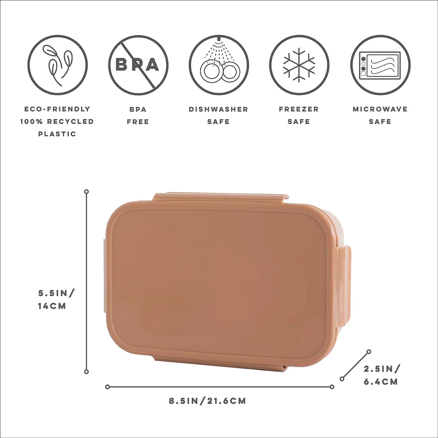 3 Sprouts Recycled Plastic Bento Box - Rust