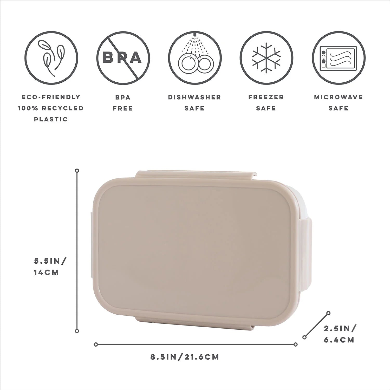 3 Sprouts Recycled Plastic Bento Box - Taupe