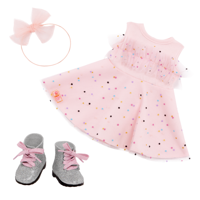 Our Generation  Pink & Colorful  Girly Dress with Boots