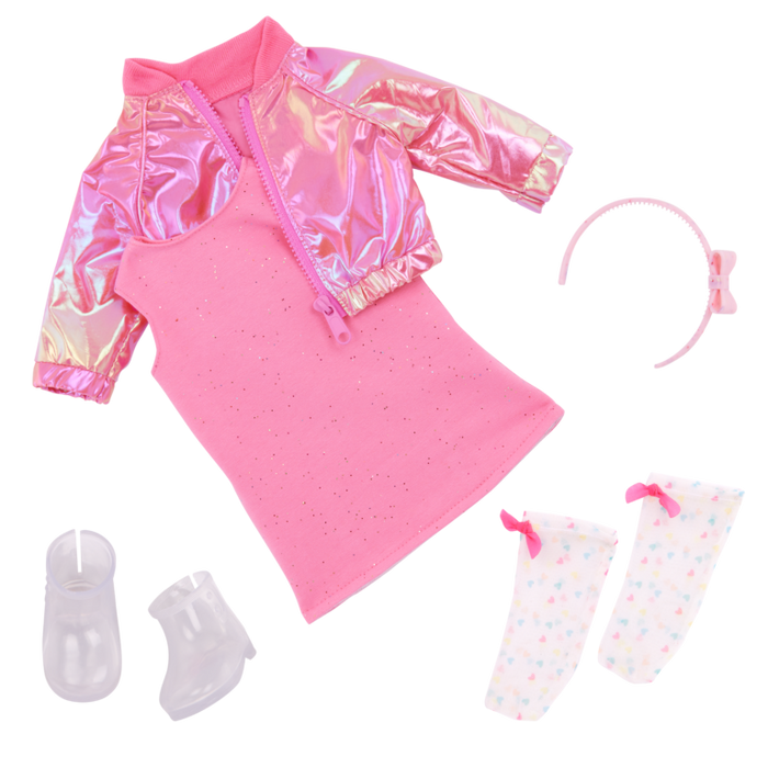 Our Generation Splash of Pink  Edgy Bomber Jacket Deluxe Outfit