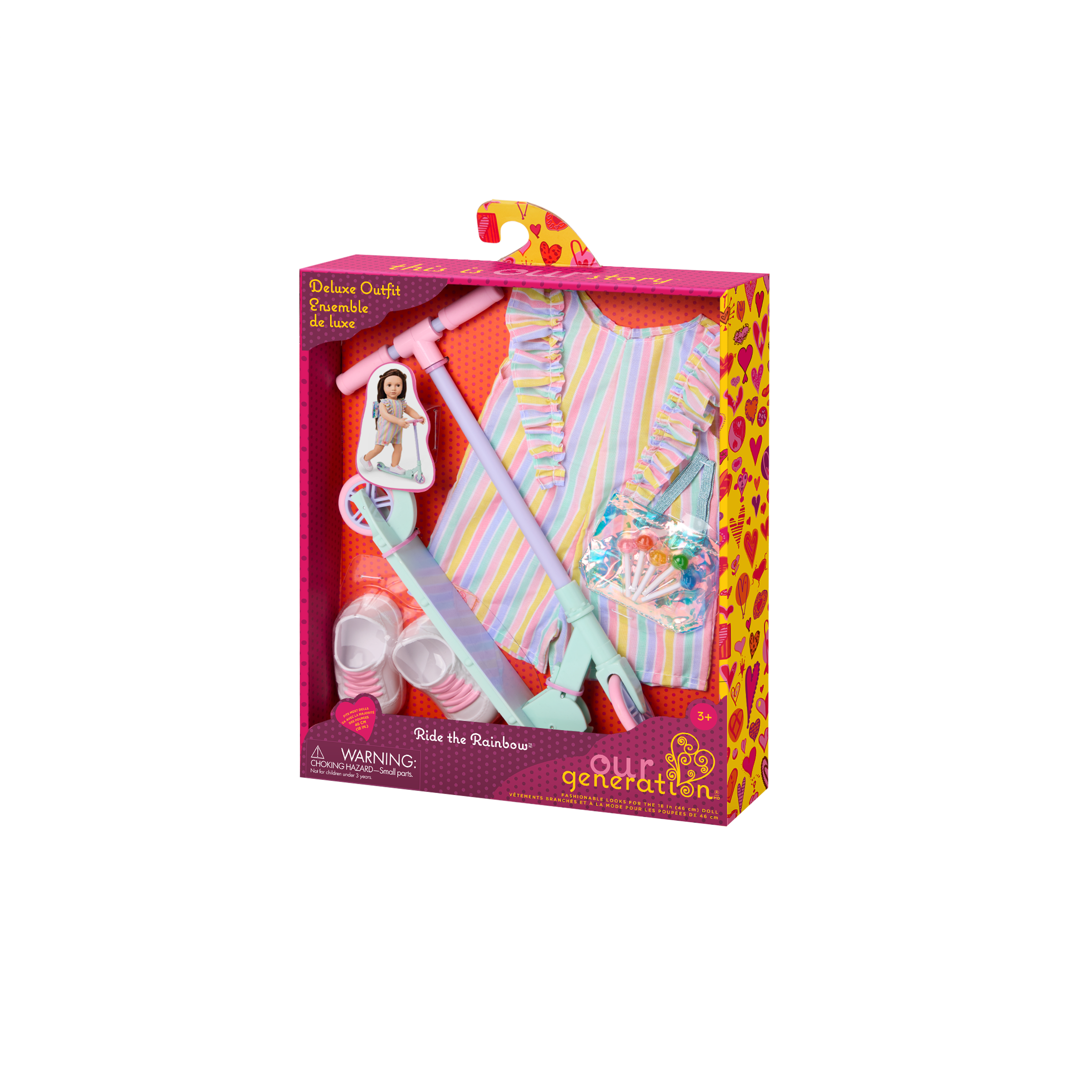 Our Generation Outfit Ride the Rainbow Scooter with Lollipop Romper for 18" Doll