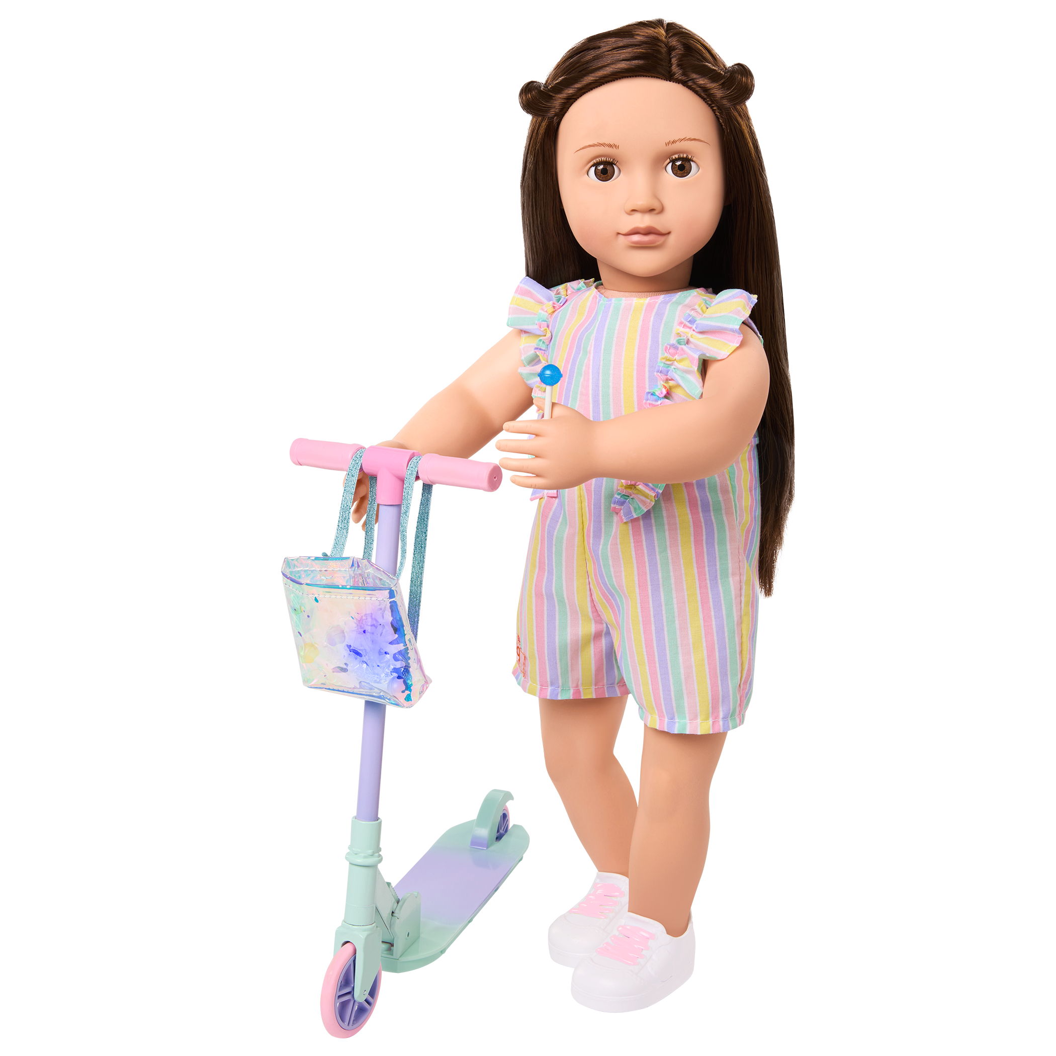 Our Generation Outfit Ride the Rainbow Scooter with Lollipop Romper for 18" Doll