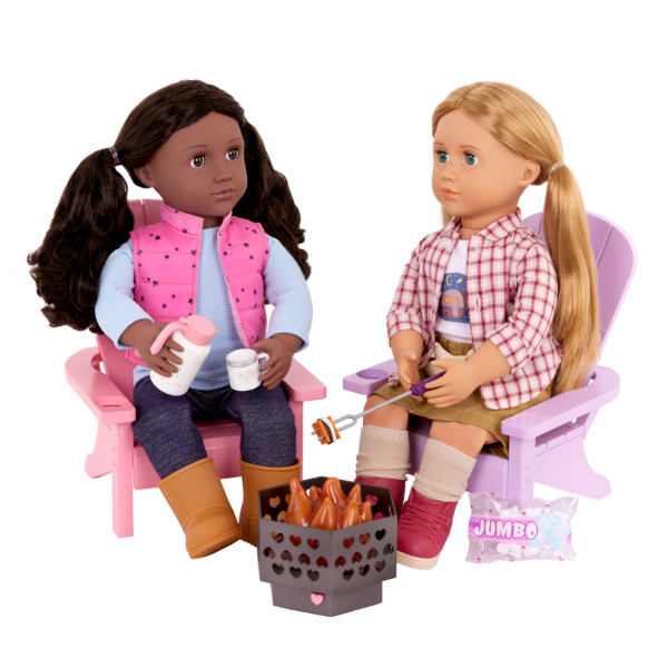 Our Generation Adirondack Chairs Fire Pit Set 18" Doll
