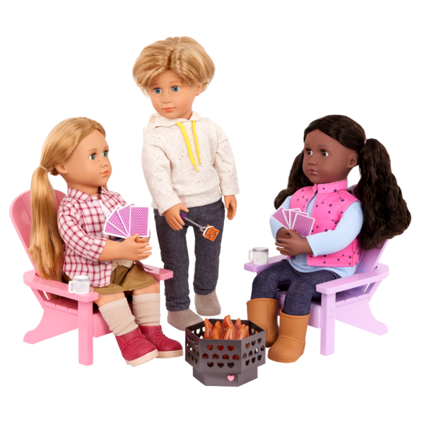 Our Generation Adirondack Chairs Fire Pit Set 18" Doll